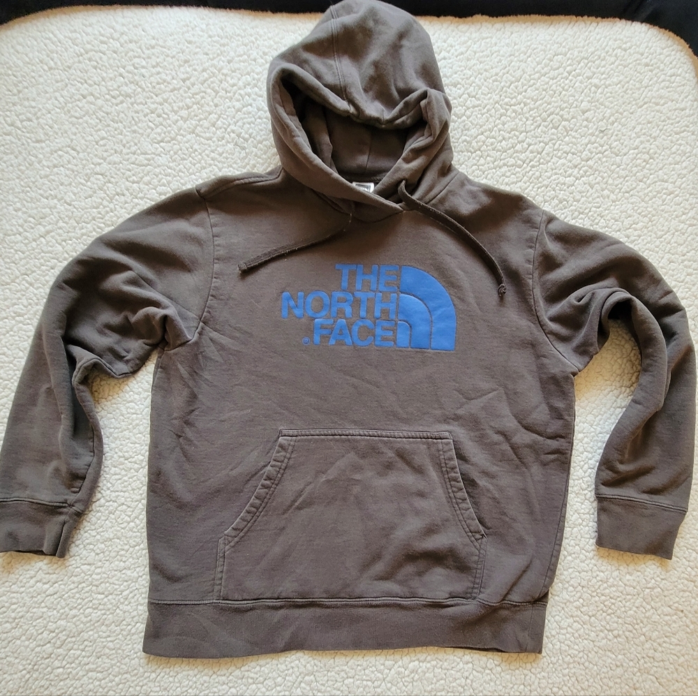 The North Face Brown Hoodie with Blue Logo